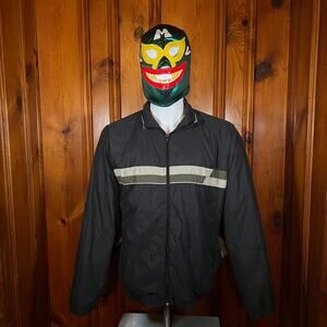 ON LINE Black Athletic Windbreaker Jacket Reflective Stripe 90s Streetwear